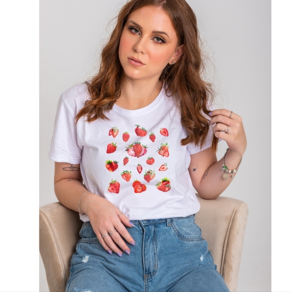 Strawberry Shirt, Fruit Shirt, Cute Strawberry Shirt,Watercolor Strawber… - Picture 1 of 11